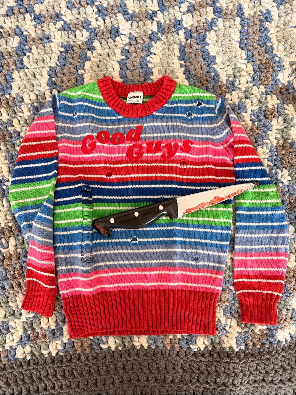 Chucky 'Good Guys' Striped Kids Costume Sweater - Multicolor